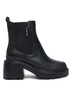 Botki Tommy Jeans Tjw Mid Heel Chelsea Boot EN0EN02681 Czarny ze sklepu eobuwie.pl w kategorii Botki - zdjęcie 177415712