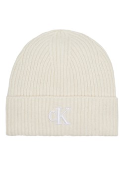 Czapka Calvin Klein Jeans Thick Embroidery Beanie K60K612321 Écru ze sklepu eobuwie.pl w kategorii Czapki zimowe damskie - zdjęcie 177416524