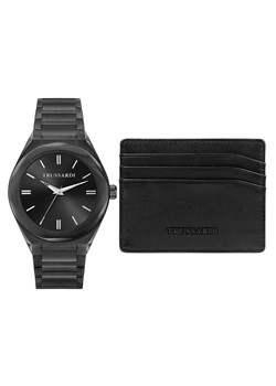 Zestaw zegarek i etui na karty Trussardi R2453156007 Czarny ze sklepu eobuwie.pl w kategorii Zegarki - zdjęcie 177418642