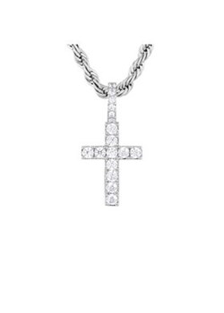 ICED STUFF Zawieszka Micro Diamond Cross Białe złoto ze sklepu MODIVO w kategorii Zawieszki - zdjęcie 177439924