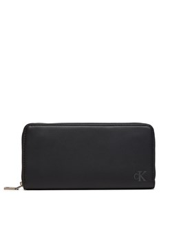 Duży Portfel Damski Calvin Klein Jeans Block Zip Around Pu K60K612704 Czarny ze sklepu eobuwie.pl w kategorii Portfele damskie - zdjęcie 177444631