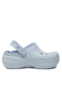 Klapki Crocs Classic Platform Lined Clog W 207938 Błękitny ze sklepu eobuwie.pl w kategorii Klapki damskie - zdjęcie 177445252