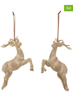 J Line Zawieszki dekoracyjne (2 szt.) &quot;Reindeer&quot; w kolorze beżowym - 18 x 16 x 8 cm ze sklepu Limango Polska w kategorii Dekoracje bożonarodzeniowe - zdjęcie 177471350