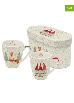 ppd Kubki jumbo (2 szt.) &quot;Snowflakes&quot; w kolorze kremowo-pomarańczowym - 350 ml ze sklepu Limango Polska w kategorii Kubki - zdjęcie 177471790