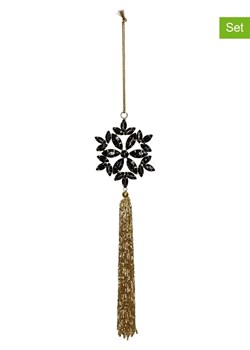 Kersten Zawieszki dekoracyjne (4 szt.) &quot;Flower&quot; w kolorze złoto-czarnym - 24 x 8 cm ze sklepu Limango Polska w kategorii Dekoracje bożonarodzeniowe - zdjęcie 177472181
