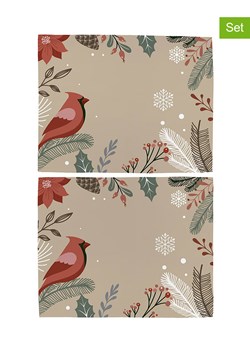 Butter Kings Podkładki (2 szt.) &quot;Frosted branches&quot; w kolorze beżowym ze wzorem - 35 x 45 cm ze sklepu Limango Polska w kategorii Obrusy i bieżniki - zdjęcie 177472544