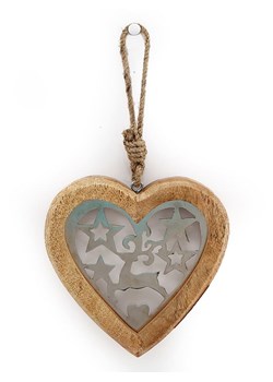 SiL Interiors Zawieszka dekoracyjna &quot;Heart&quot; w kolorze jasnobrązowo-białym - wys. 15 cm ze sklepu Limango Polska w kategorii Dekoracje - zdjęcie 177472750
