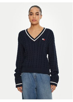 Tommy Jeans Sweter DW0DW19885 Granatowy Regular Fit ze sklepu MODIVO w kategorii Swetry damskie - zdjęcie 177501472