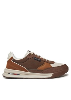 Sneakersy Tommy Hilfiger Retro Runner Mix Rwb FM0FM05371 Brązowy ze sklepu eobuwie.pl w kategorii Buty sportowe męskie - zdjęcie 177505943