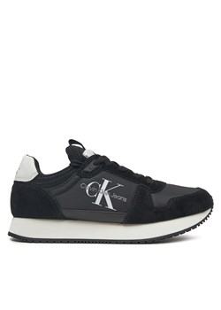 Sneakersy Calvin Klein Jeans Runner Sock Laceup Ny-Lth W YW0YW00840 Czarny ze sklepu eobuwie.pl w kategorii Buty sportowe damskie - zdjęcie 177507211