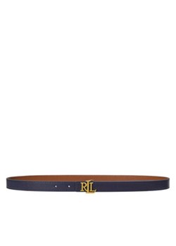 LAUREN RALPH LAUREN Pasek Damski Logo Reversible Embossed Skinny Belt 412959135002 Granatowy ze sklepu MODIVO w kategorii Paski damskie - zdjęcie 177519144