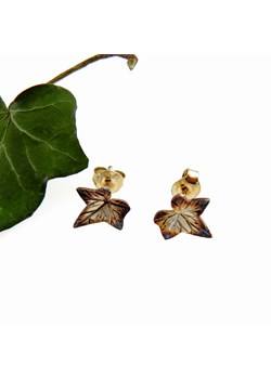 Bluszcz - kolczyki mini brązowe ze sklepu Venus Galeria - Magiczny Ogród Biżuterii Srebrnej w kategorii Kolczyki - zdjęcie 177526484