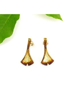 MIni ginko II na sztyftach brązowe - kolczyki srebrne ze sklepu Venus Galeria - Magiczny Ogród Biżuterii Srebrnej w kategorii Kolczyki - zdjęcie 177529473