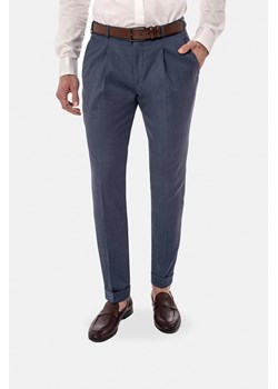 SPODNIE CLASSIC DEMLER Z MANKIETEM NIEBIESKIE Z WEŁNĄ ze sklepu Recman w kategorii Spodnie męskie - zdjęcie 177535293