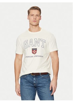 Gant T-Shirt 2003290 Écru Regular Fit ze sklepu MODIVO w kategorii T-shirty męskie - zdjęcie 177541092