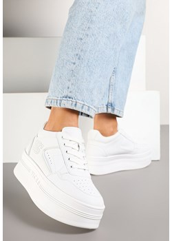 Białe Sneakersy Vices na Platformie Ozdobione Metalicznymi Aplikacjami Nelanil ze sklepu renee.pl w kategorii Buty sportowe damskie - zdjęcie 177562814