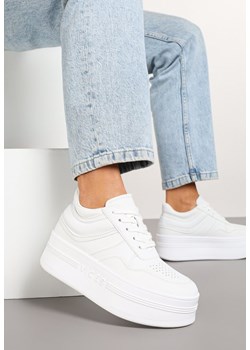 Białe Sneakersy Vices na Platformie z Tłoczonym Napisem ze Sznurowaniem Eanneth ze sklepu renee.pl w kategorii Buty sportowe damskie - zdjęcie 177562820