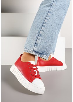 Czerwone Płaskie Sneakersy Vices ze Sznurowaniem Lorori ze sklepu renee.pl w kategorii Buty sportowe damskie - zdjęcie 177562910