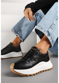 Czarne Sneakersy Vices na Platformie Ozdobione Metaliczną Aplikacją Nelviera ze sklepu renee.pl w kategorii Buty sportowe damskie - zdjęcie 177562940