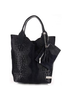 Torebki Skórzane VITTORIA GOTTI Made in Italy Shopper bag Aligator Granat ze sklepu PaniTorbalska w kategorii Torby Shopper bag - zdjęcie 177563083