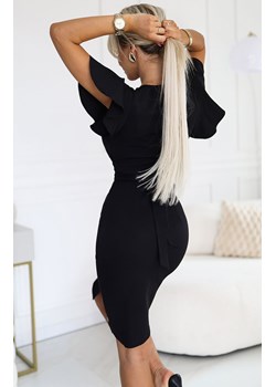 Elegancka sukienka z kopertowym dekoltem czarna 479-9 Nina, Kolor czarny, Rozmiar L, Numoco ze sklepu Primodo w kategorii Sukienki - zdjęcie 177564384