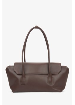 Estro: Ciemnobrązowa skórzana torba damska na ramię z długimi rączkami ze sklepu Estro w kategorii Listonoszki - zdjęcie 177564750