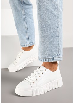 Białe Sznurowane Sneakersy Vices na Płaskiej Podeszwie Firori ze sklepu born2be.pl w kategorii Buty sportowe damskie - zdjęcie 177572823