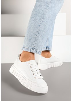 Białe Sznurowane Sneakersy Vices na Płaskiej Podeszwie Firori ze sklepu born2be.pl w kategorii Buty sportowe damskie - zdjęcie 177572824