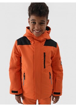 Chłopięca kurtka snowboardowa 4F 4FJWAW24TTJAM538 - pomarańczowa ze sklepu Sportstylestory.com w kategorii Kurtki chłopięce - zdjęcie 177574774