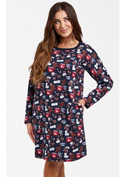 Koszula nocna damska świąteczna Makala, Kolor granatowy-wzór, Rozmiar S, Italian Fashion ze sklepu Intymna w kategorii Koszule nocne - zdjęcie 177577510