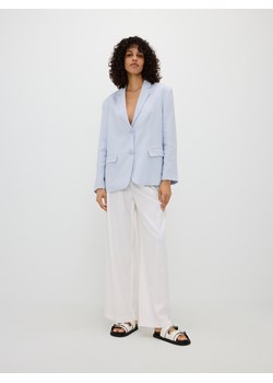 Reserved - Szerokie spodnie z zakładkami i lnem - złamana biel ze sklepu Reserved w kategorii Spodnie damskie - zdjęcie 177578080