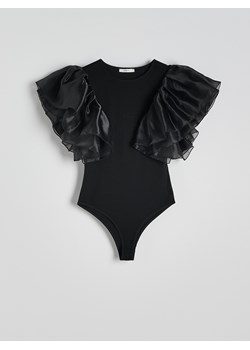 Reserved - Bawełniane body z falbanami - czarny ze sklepu Reserved w kategorii Bluzki damskie - zdjęcie 177580831