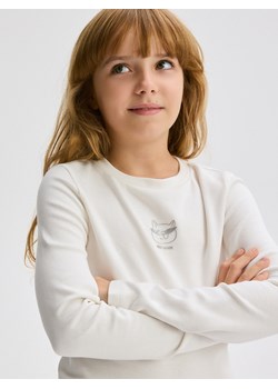 Reserved - Koszulka z aplikacją - złamana biel ze sklepu Reserved w kategorii Bluzki dziewczęce - zdjęcie 177585324