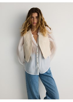 Reserved - Kamizelka z bawełny z wyszywanym wzorem - złamana biel ze sklepu Reserved w kategorii Kamizelki damskie - zdjęcie 177585841