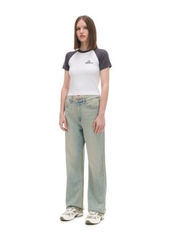 Cropp - Dwukolorowy T-shirt z wiskozą - biały ze sklepu Cropp w kategorii Bluzki damskie - zdjęcie 177588290