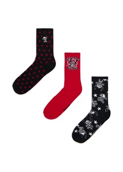 Cropp - 3 pack długich skarpet ze Stitchem - czerwony ze sklepu Cropp w kategorii Skarpetki męskie - zdjęcie 177588602