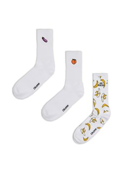 Cropp - 3 pack skarpet z motywem jedzenia - biały ze sklepu Cropp w kategorii Skarpetki męskie - zdjęcie 177588604