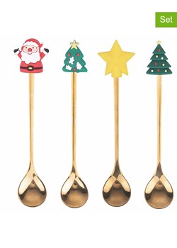 Villa d´Este Łyżeczki (4 szt.) &quot;Xmas&quot; w kolorze złotym ze wzorem - 16,3 cm ze sklepu Limango Polska w kategorii Sztućce - zdjęcie 177631360