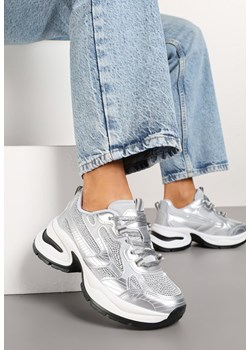 Srebrne Brokatowe Sneakersy w Streetwearowym Stylu na Piankowej Podeszwie Felindris ze sklepu renee.pl w kategorii Buty sportowe damskie - zdjęcie 177654080
