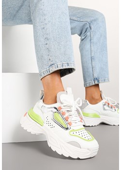 Biało-Zielone Sneakersy w Streetwearowym Stylu na Tłoczonej Podeszwie Nelasea ze sklepu renee.pl w kategorii Buty sportowe damskie - zdjęcie 177654362