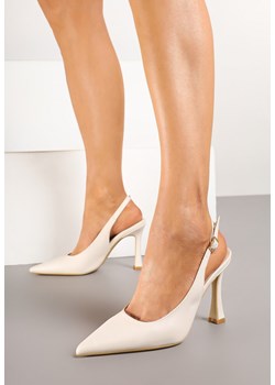 Beżowe Sandały na Obcasie Typu Slingback Dolandra ze sklepu renee.pl w kategorii Czółenka - zdjęcie 177655334