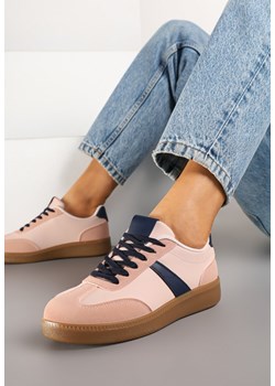 Różowo-Granatowe Sneakersy w Stylu Tenisówek Ozdobione Paskiem Elhanis ze sklepu born2be.pl w kategorii Buty sportowe damskie - zdjęcie 177658263