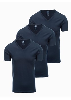 Zestaw męskich koszulek bawełnianych V-neck BASIC – 3x granatowy V10 OM-TSBS-0233 ze sklepu ombre w kategorii T-shirty męskie - zdjęcie 177658734