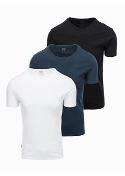 Zestaw męskich t-shirtów bawełnianych BASIC z okrągłym dekoltem – czarny/biały/granatowy V1 OM-TSBS-0232 ze sklepu ombre w kategorii T-shirty męskie - zdjęcie 177658873