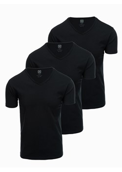 Zestaw bawełnianych męskich t-shirtów V-neck BASIC – 3x czarny V9 OM-TSBS-0233 ze sklepu ombre w kategorii T-shirty męskie - zdjęcie 177659054