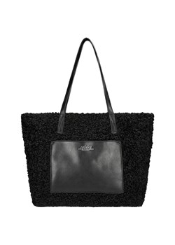 Relaks Duża Czarna Torebka Z Futerkiem Typu Baranek ze sklepu Wojas w kategorii Torby Shopper bag - zdjęcie 177662023