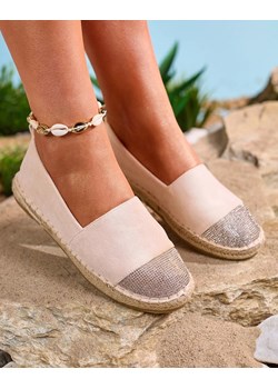 Royalfashion Beżowe damskie espadryle z cyrkoniami Iterica ze sklepu royalfashion.pl w kategorii Espadryle damskie - zdjęcie 177685200