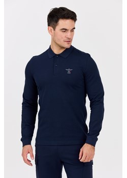 AERONAUTICA MILITARE Granatowy męski longsleeve polo, Rozmiar XXL ze sklepu outfit.pl w kategorii T-shirty męskie - zdjęcie 177706593