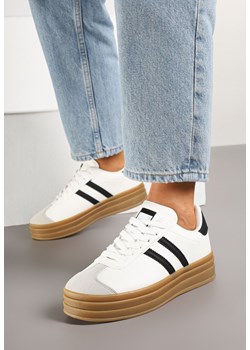 Biało-Czarne Sneakersy na Platformie z Minimalistycznymi Przeszyciami Teritha ze sklepu born2be.pl w kategorii Buty sportowe damskie - zdjęcie 177720012