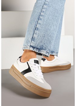 Biało-Czarne Sneakersy Typu Klasyczne Tenisówki na Grubej Podeszwie Hanistra ze sklepu born2be.pl w kategorii Buty sportowe damskie - zdjęcie 177720120